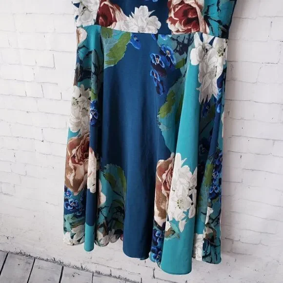 Corey Lynn Calter Anthropologie Dress Size 0 Blue Floral Wedding Guest Easter - Picture 5 of 10